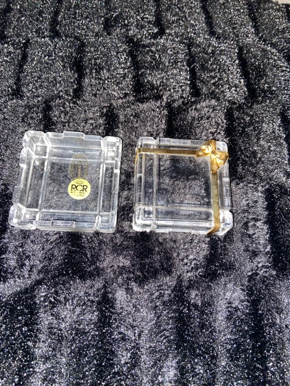 RCR Royal Crystal Rock Trinket Box with Gold Bow Accent